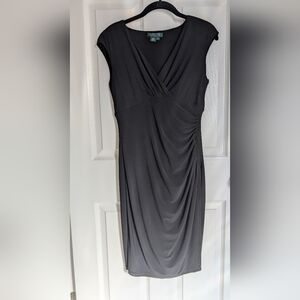 LAUREN Rouched Blk Dress